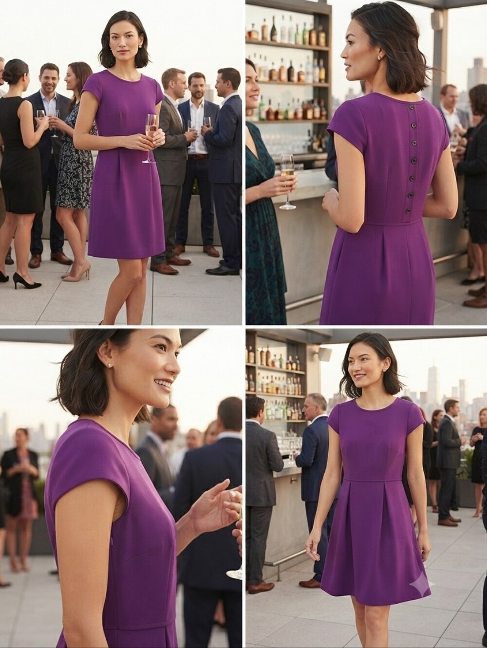 Broadway & Broome Vibrant Purple Cap Sleeve Button Back Mini Dress Size 0